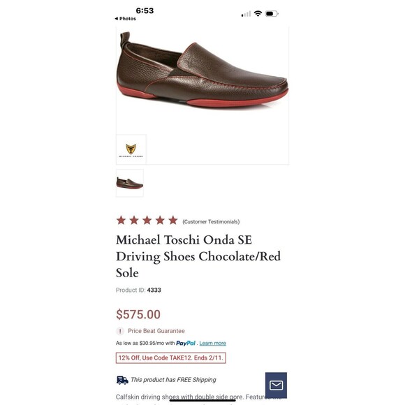 Michael Toschi Onda SE Driving Shoe Chocolate/Red Sole Men US 9.5 - Picture 11 of 11